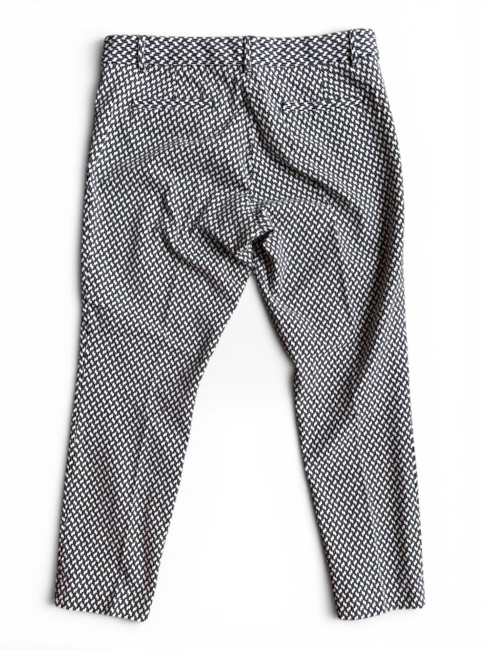 GAP Navy White Geometric Print Ankle Pants Stretch Slim Career Size 12 - Picture 3 of 15
